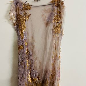 Women Embellished Dress In Net/coverup