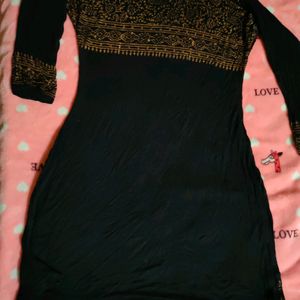 Black Ira Soleil Kurti With Golden Print