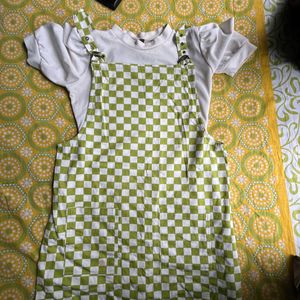 White Check Pinafore Dress