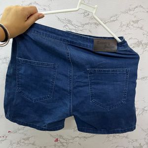 High Waist Deep Blue Denim Shorts