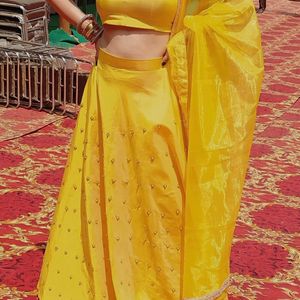 Yellow Lehenga Choli With Net Dupatta