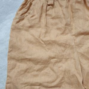 Khaki Casual Cotton Shorts With Belt