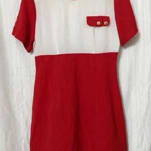 Red & White Short Sleeve Dress