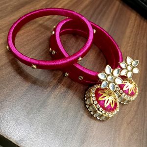 Earrings And Bangles Combo Set