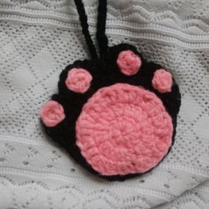 Crochet Black Cat Paw Hanging Pouch ❤️🥺