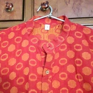 Orange Festive Cotton Kurta