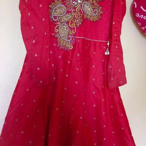 Red Chudidhar Top