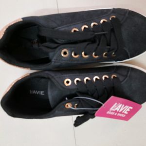 Lavie Black Golden Formal Shoes