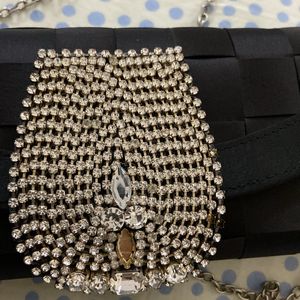 Black Party Clutch Bag With Swarovski