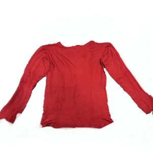 Red Full Sleeves Top For Girls