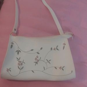 White Embroidered Sling Bags