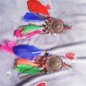 colourful feathers earrings