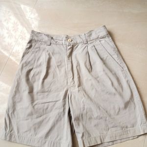 Beige Short Cotton Pants