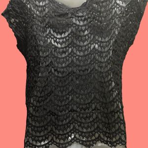 Latin Quaters Women’s Black Lace / Net Top