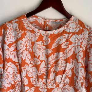 Only Brand Floral Printed Orange Top For Women