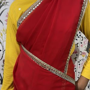 Red Colour Mirror Boarder Saree