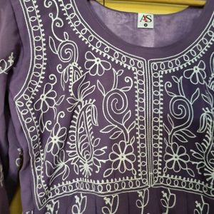 Chikankari Kurti Purple