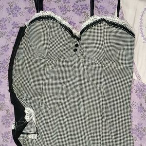 Vintage Corset Top Black And White