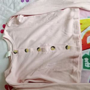 Cute Baby Pinkinsh Peach Buttoned Crop Top