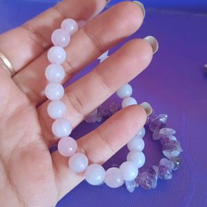 Combo Of Amethyst And Rose Quartz Bracelet