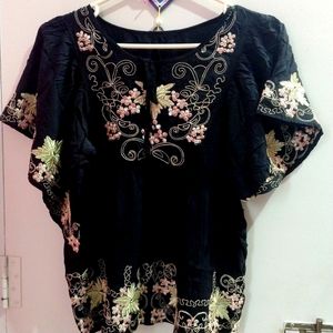 Women Black Floral Print Top