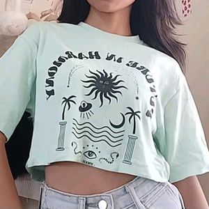 Mint Printed Crop Top