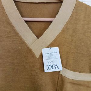 V Neck Camel Color Winter