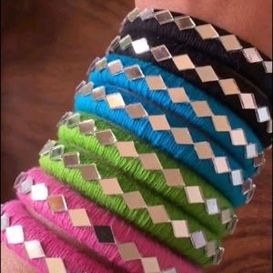 Multicolored Mirror Work Bangles 💜💚