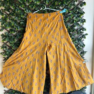 Mustard Yellow Color Printed Flaired Palazzo