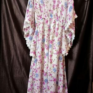 Long White Silk Kaftan