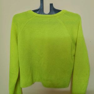 Neon Yellow Crop Sweat Shirt