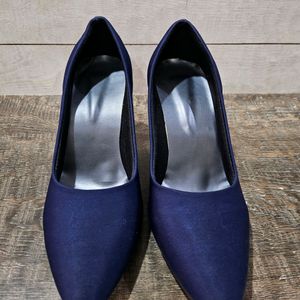 Navy Blue Satin Pumps