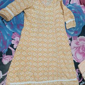 Beautyful Yellow-Pink 3 Pic Kurta Set For Women