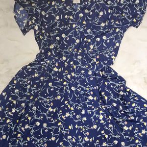 Floral Printed Navy Dress, M