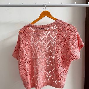 Peach Crochet Shrug Top