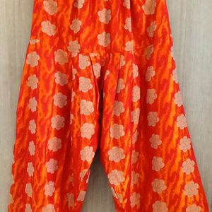 Tan Color Kurta With Orange Pajama And Dupatta