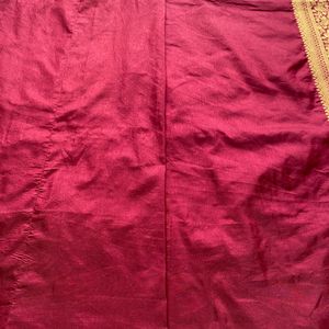 Brand New Maroon Soft Silk Saree With Blouse Piece