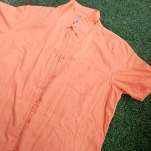 ORANGE COTTON SHIRT WITH POCKET