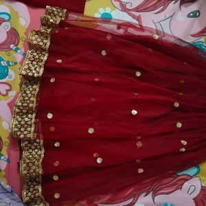 Red And Off White Colour Lehenga