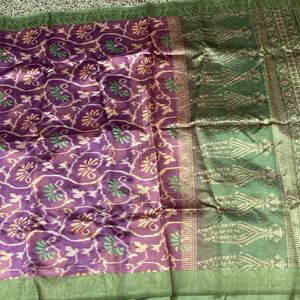 New Purple N Green Saree Without blouse  For Grabs