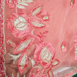 Beautiful Peach Colour Net Saree