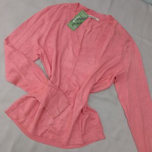 New Pink Korean V Shape Sweater..