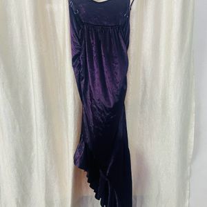 Velvet Purple Asymmetric Silk Dress