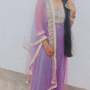 Lavender Gown With Designer Duppata