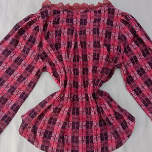 New Korean Ruffled Neck Puff Sleeves Shirt