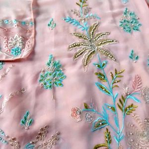 New Peachish Pink Heavy Embroidered Kurta Set