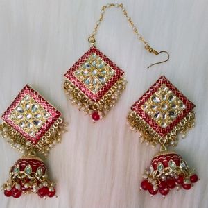 Meenakari Earings Maangtika Set