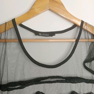 Black Casual Net Top (Women's)