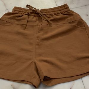 Brown Ruched Shorts