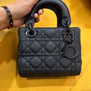 Authentic Lady Dior Small Matte Black Bag